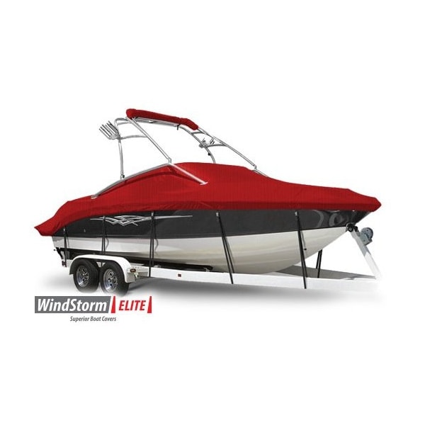 Eevelle Boat Cover DECK BOAT Ski Tower Inboard Fits 20ft 6in L up to 102in W Red SFDKSK20102-RED - main
